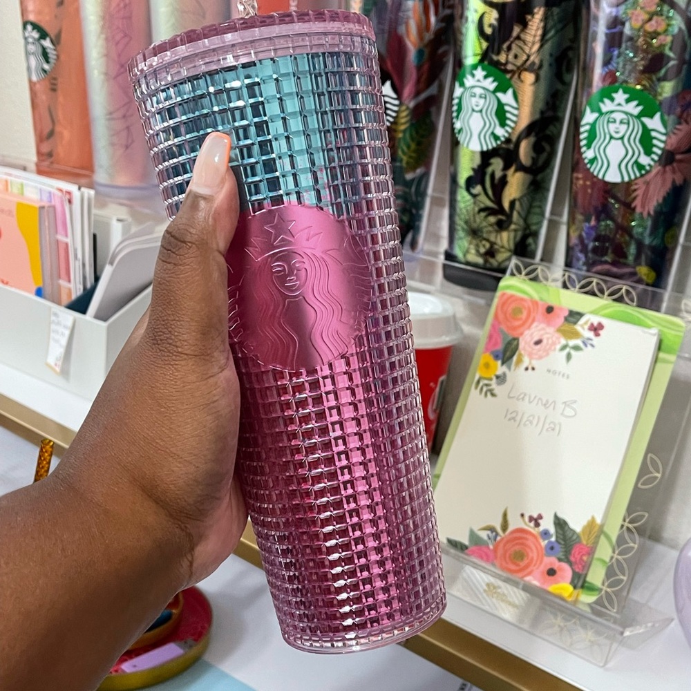 Starbucks ombre grid bling tumbler